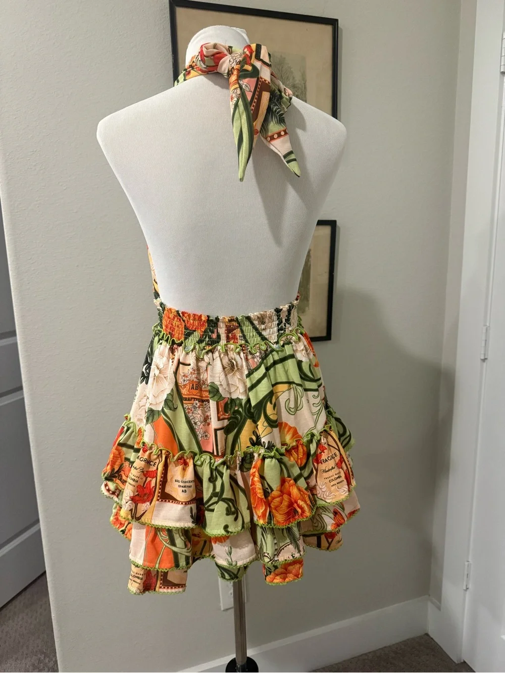 NWT Agua Bendita Halter Ruffle Mini Dress SZ M - Picture 2 of 5